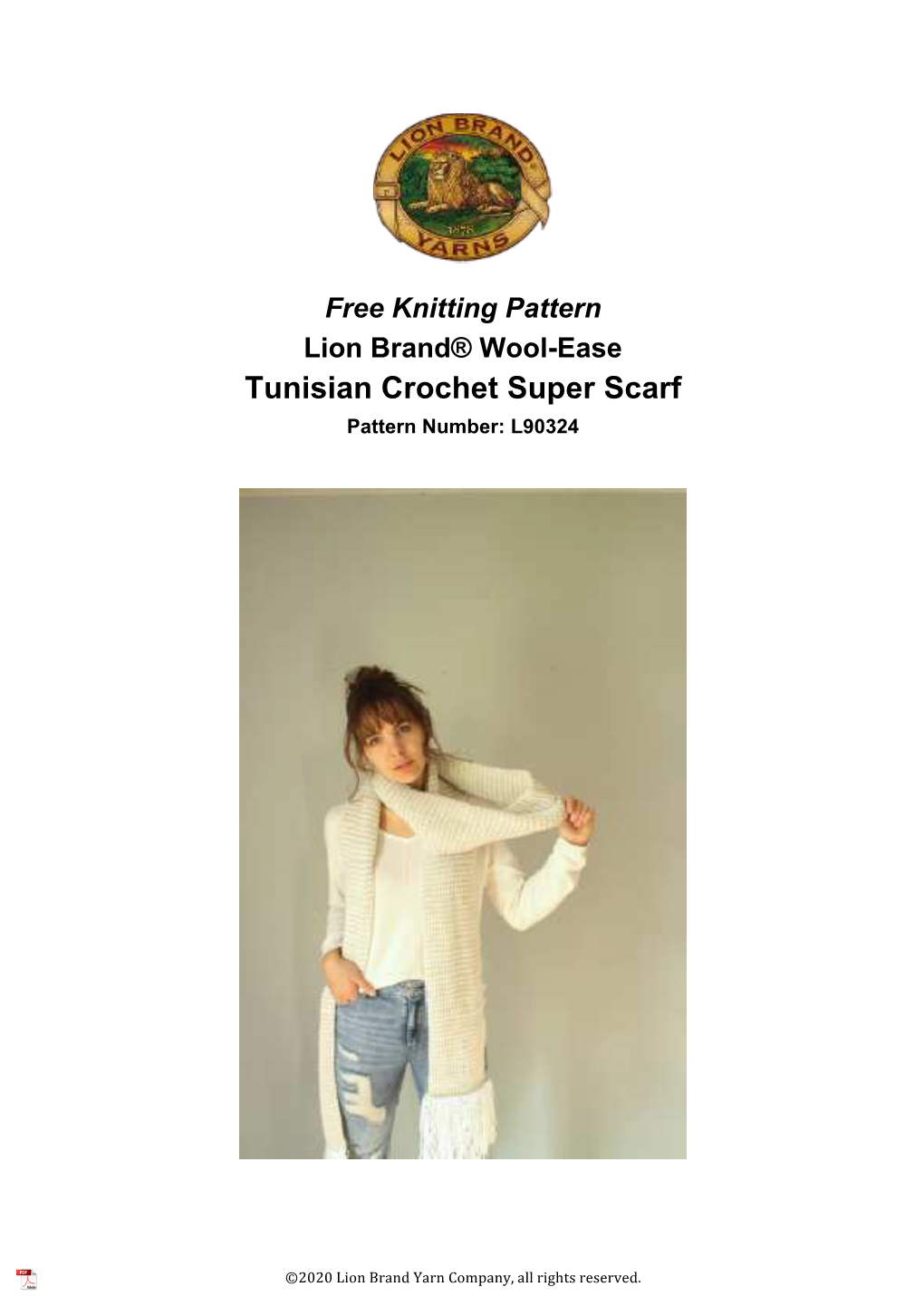 Lion Brand Tunisian Crochet Super Scarf User Manual