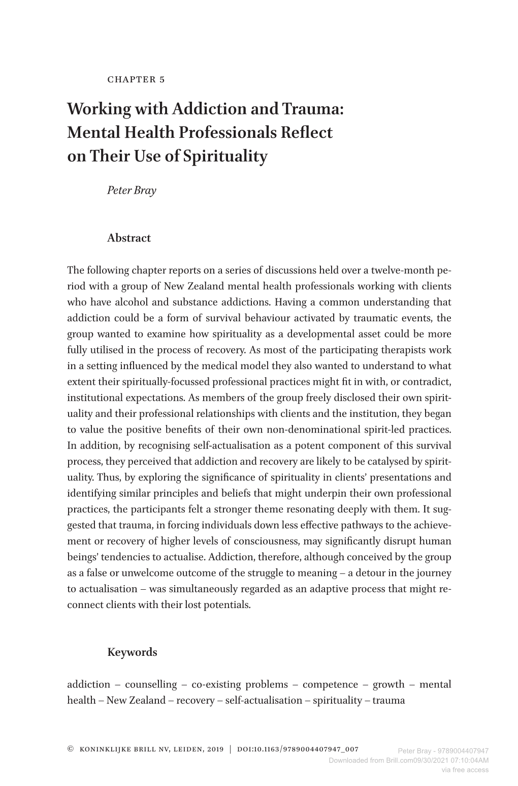 Downloaded from Brill.Com09/30/2021 07:10:04AM Via Free Access Working with Addiction and Trauma 79