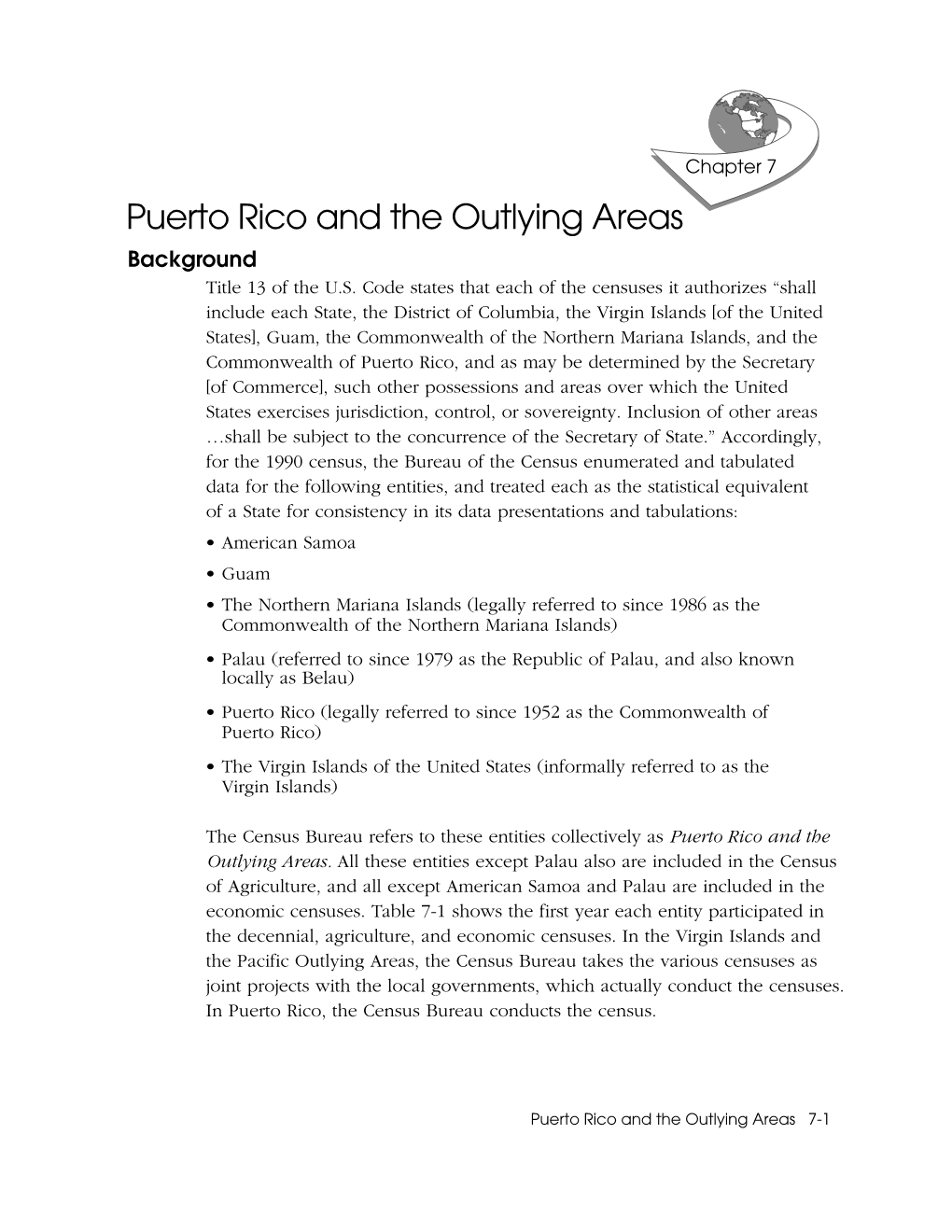 Puerto Rico and the Outlying Areas Background Title 13 of the U.S