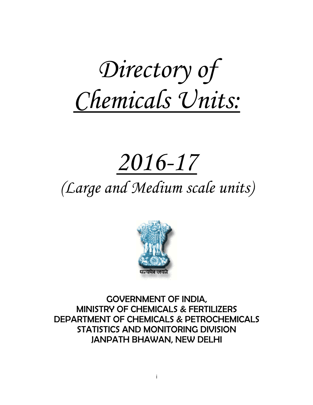 Directory of Chemicals Units: 2016-17