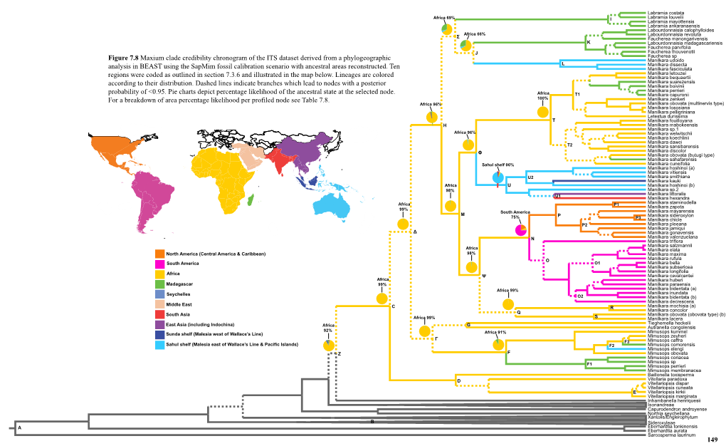 Figure 7.8 Maxium Clade Credibility Chronogram of the ITS Dataset Derived from a Phylogeographic Analysis in BEAST Using The