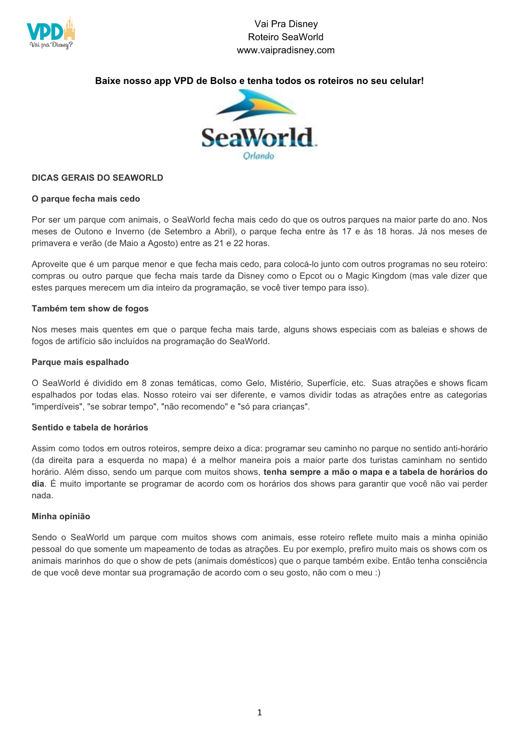 Roteiro Seaworld Para Adultos E Crianças