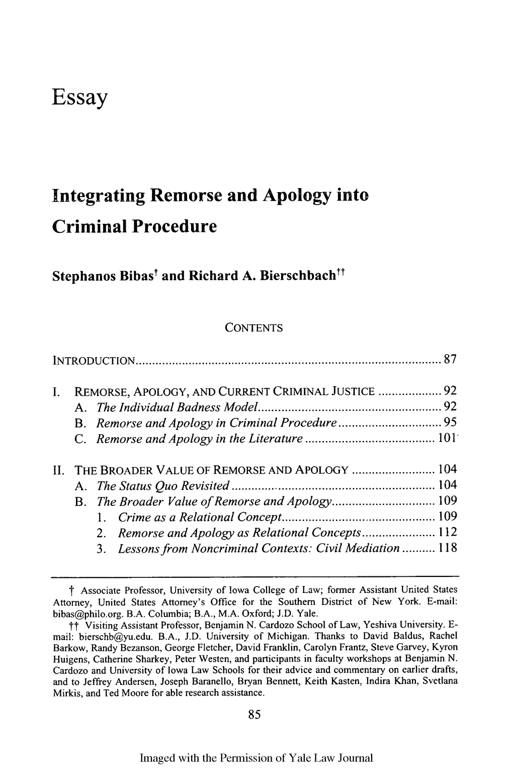 Integrating Remorse and Apology Into Criminal Procedure