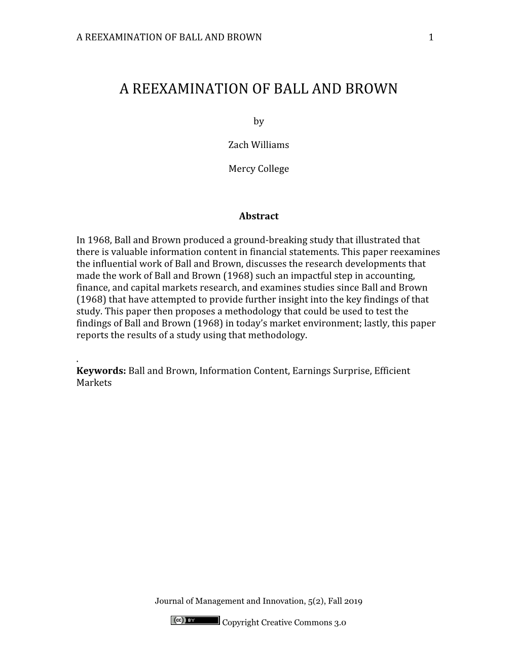 A Reexamination of Ball and Brown 1