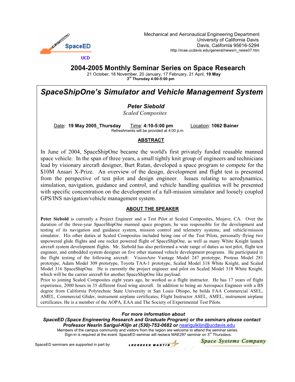 Spaceshipone's Simulator and Vehicle Management System