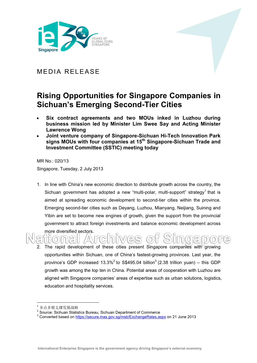 Rising Opportunities for Singapore Companies in Sichuan's Emerging