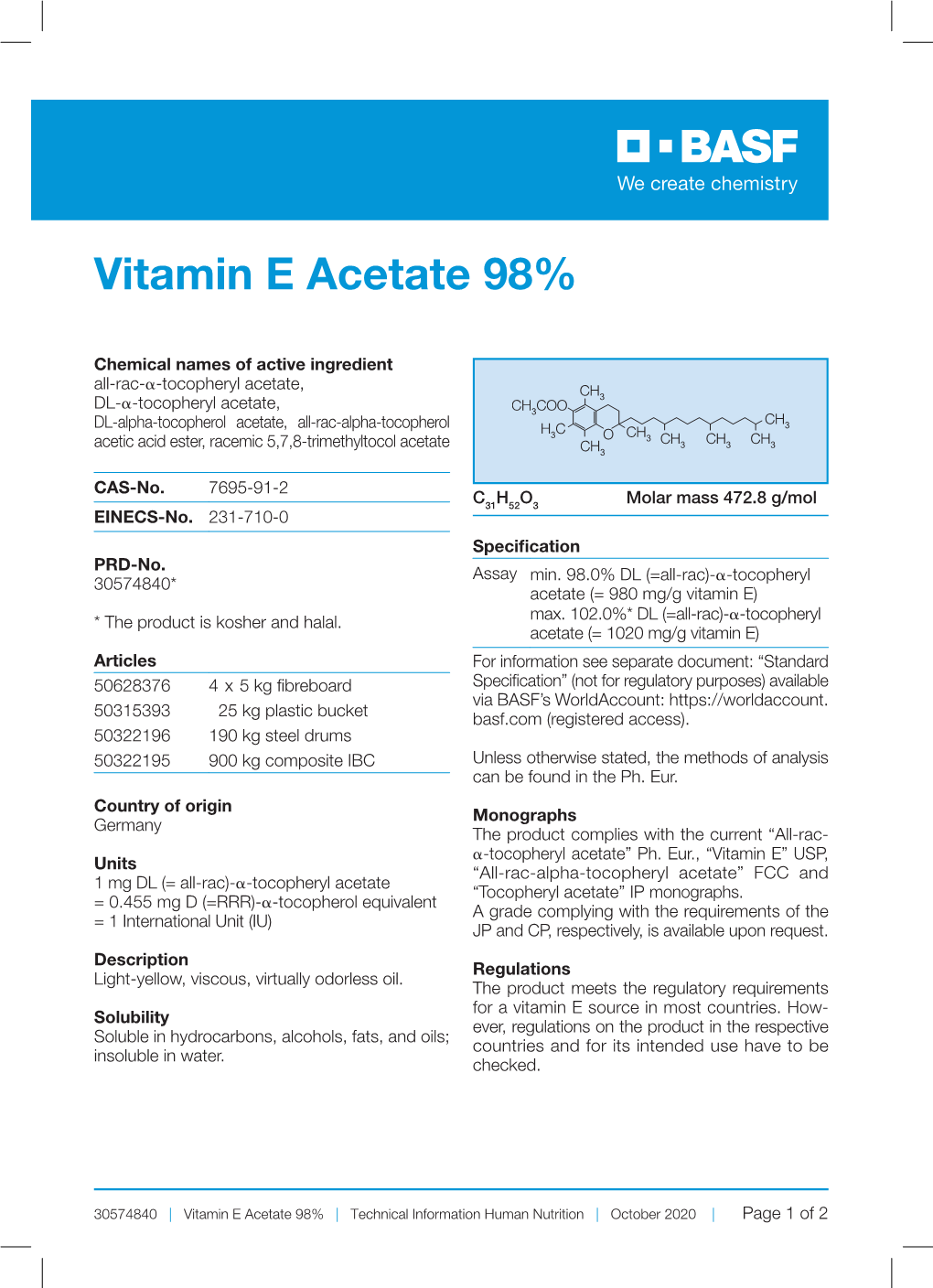 Vitamin E Acetate 98%