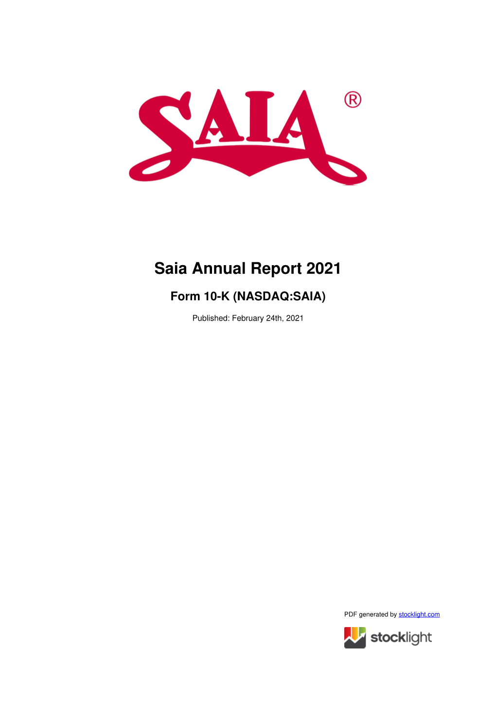 Saia Annual Report 2021