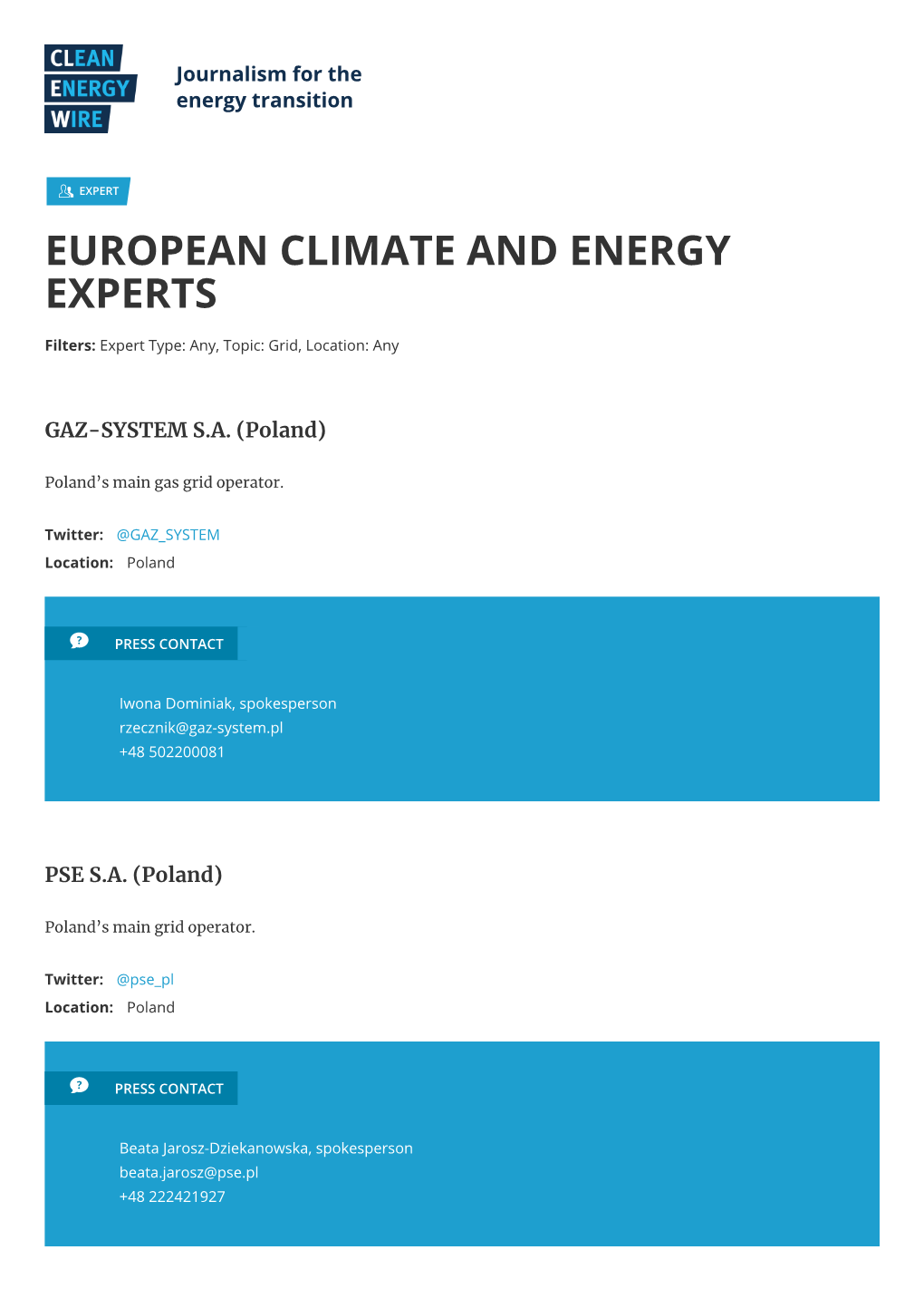 European Climate and Energy Experts