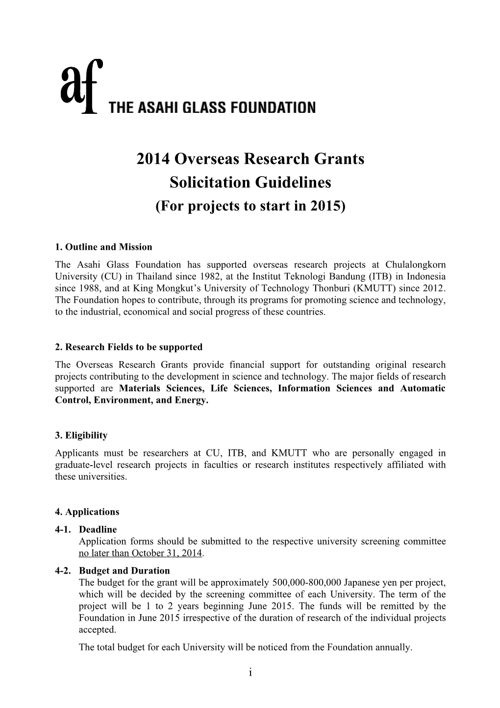 Application Guide to Overseas Research Grant