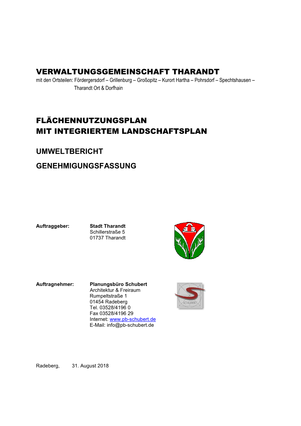 Flächennutzungsplan Mit Integriertem Landschaftsplan Umweltbericht