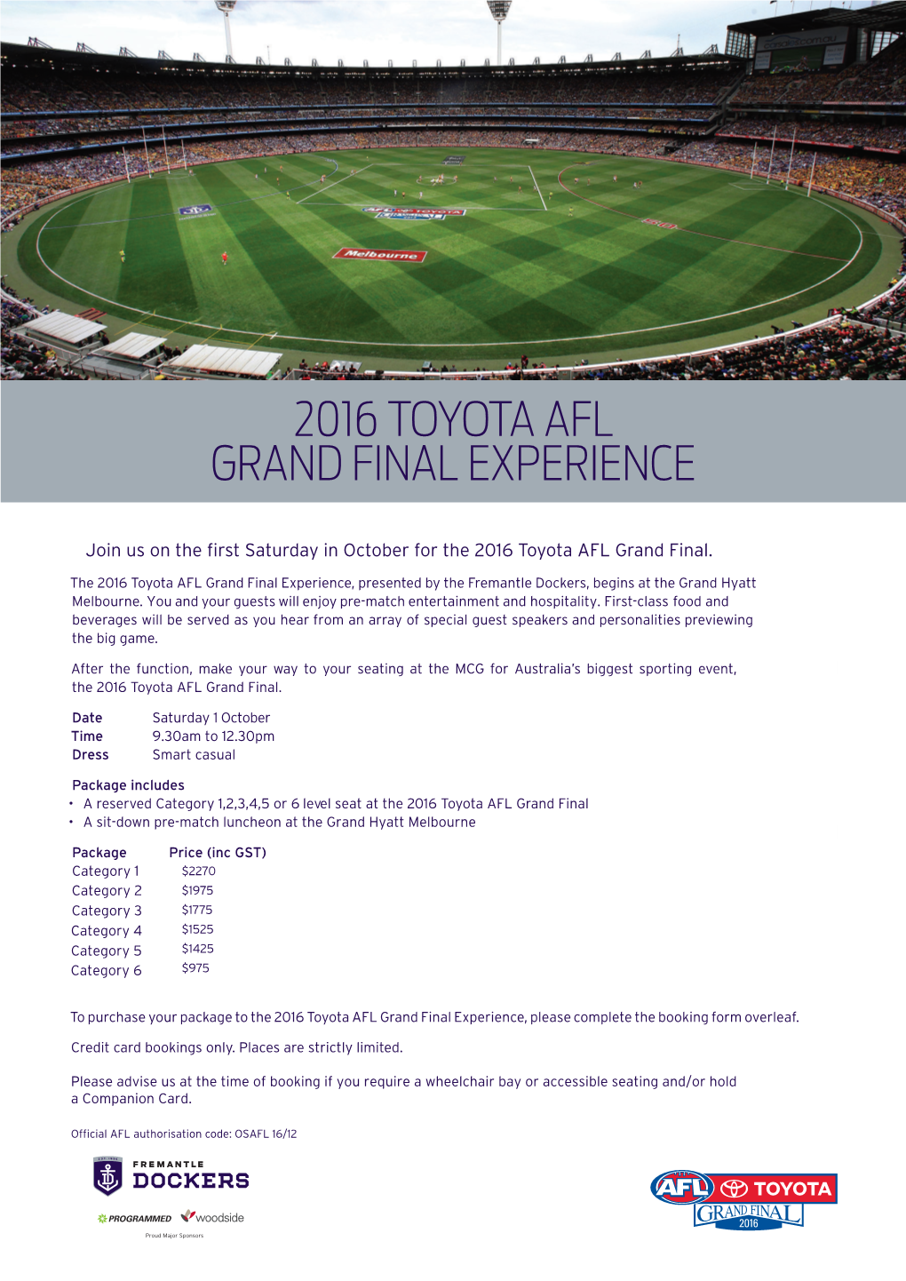 2016 Toyota Afl Grand Final Experience