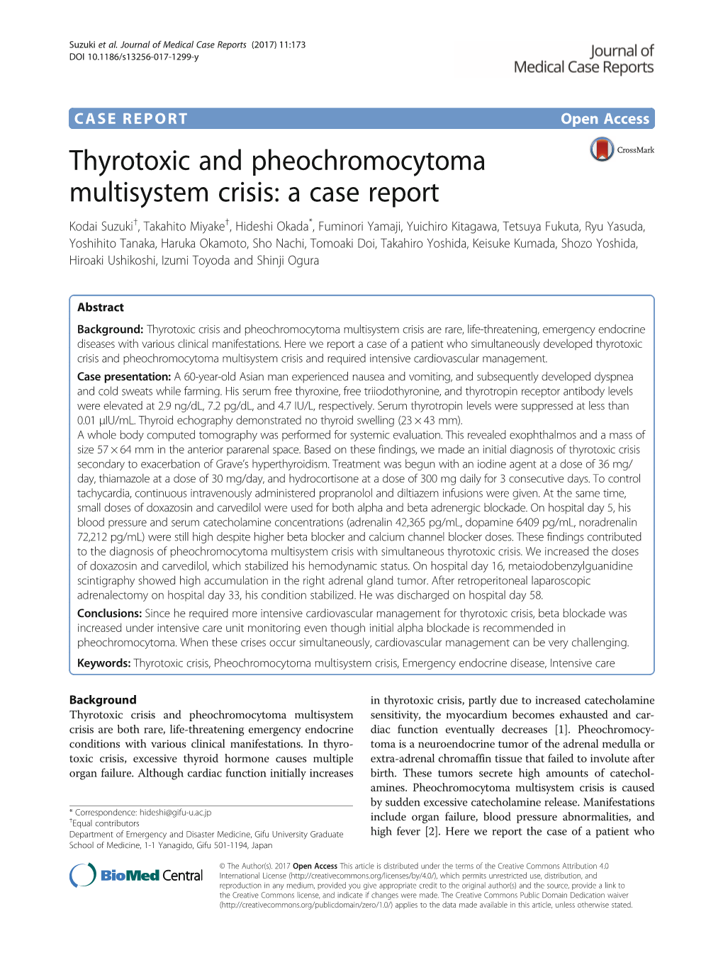 Thyrotoxic and Pheochromocytoma Multisystem Crisis: a Case Report