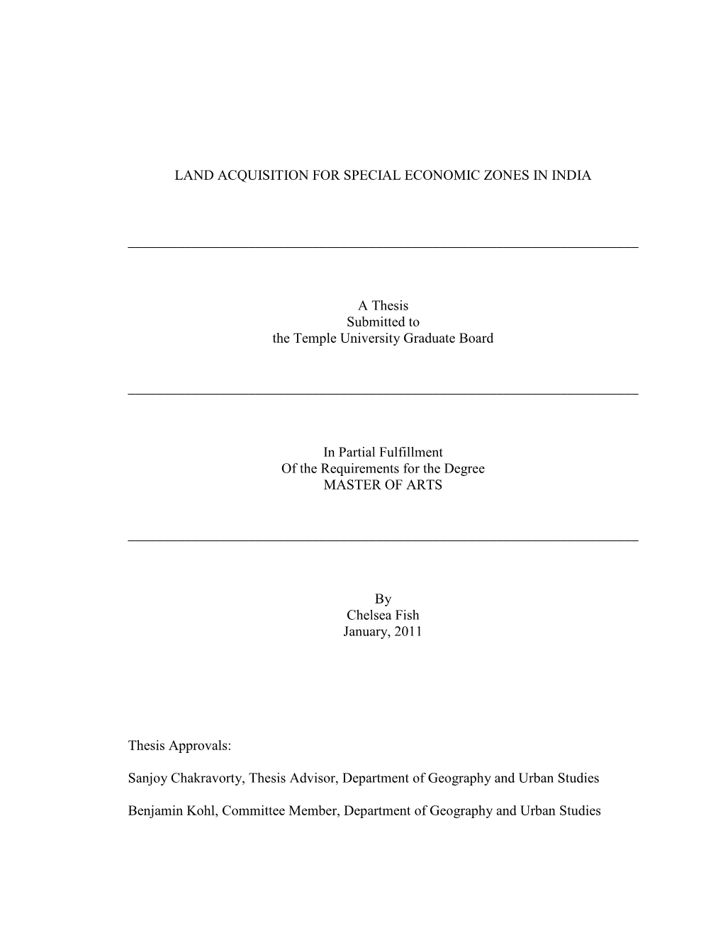 Land Acquisition for Special Economic Zones in India