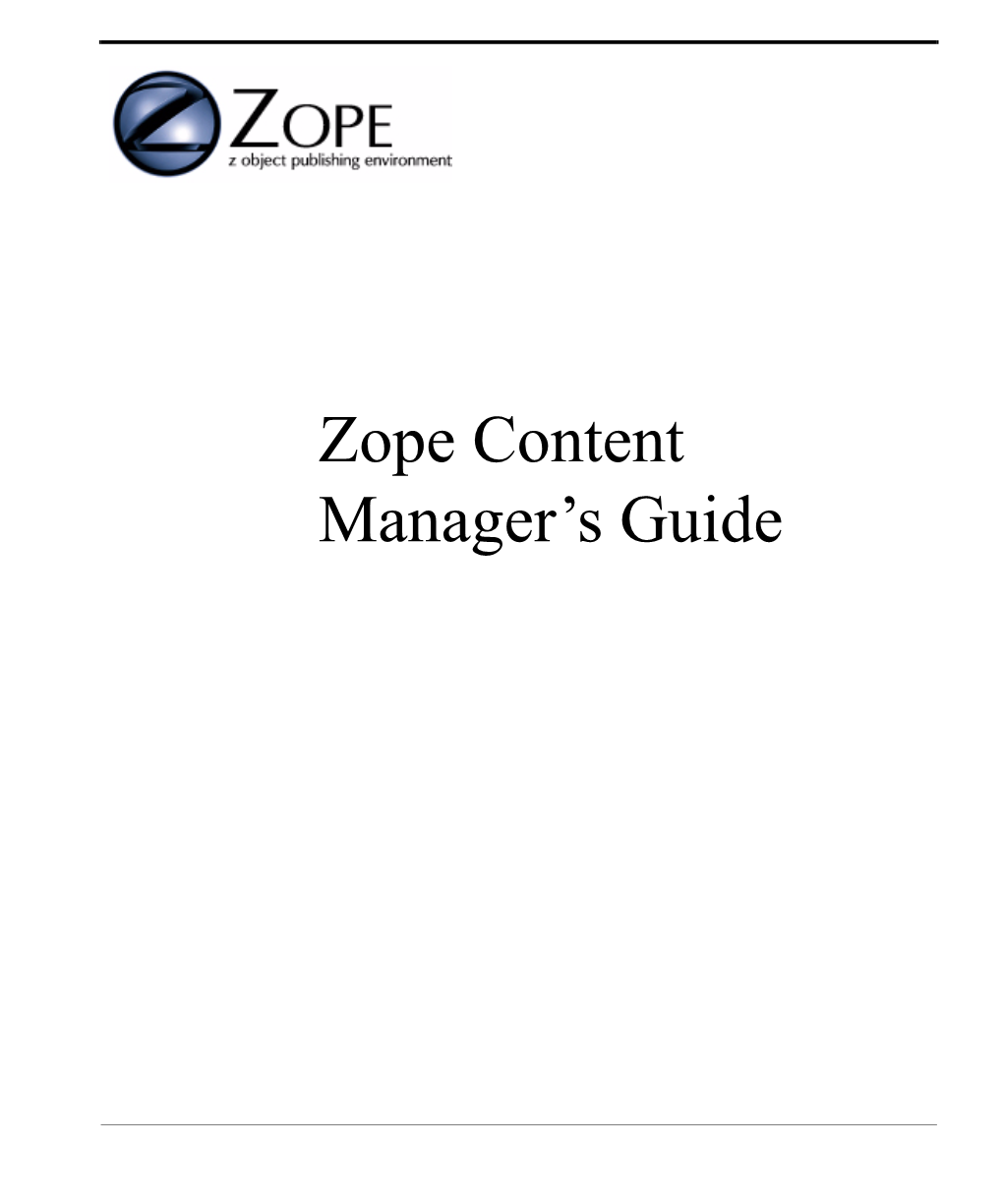 Zope Content Manager's Guide