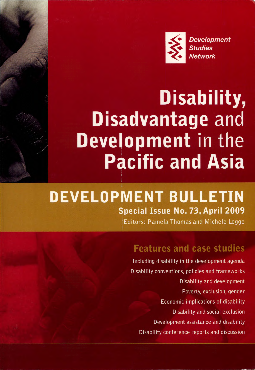 Disability, Disadvantage and Development in the Pacific and Asia