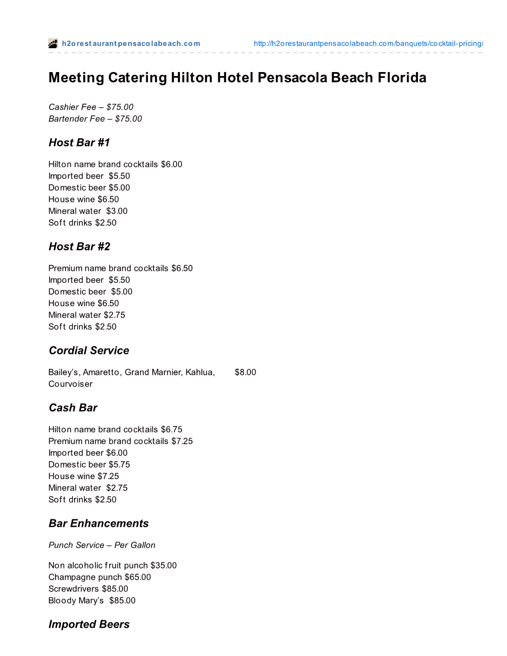 Meeting Catering Hilton Hotel Pensacola Beach Florida