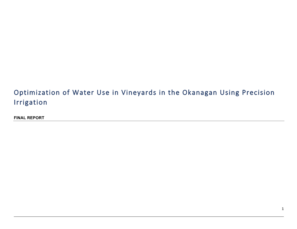 Optimization of Water Use in Vineyards in the Okanagan Using Precision Irrigation