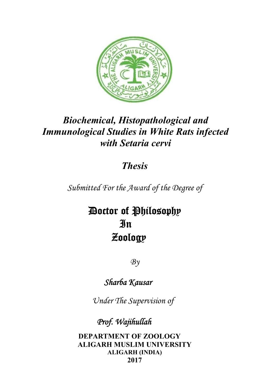 Doctor of Philosophy in Zoology