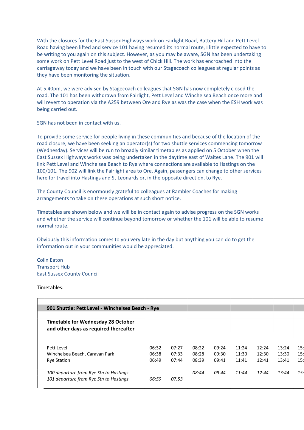 With the Closures for the East Sussex Highways Work on Fairlight Road