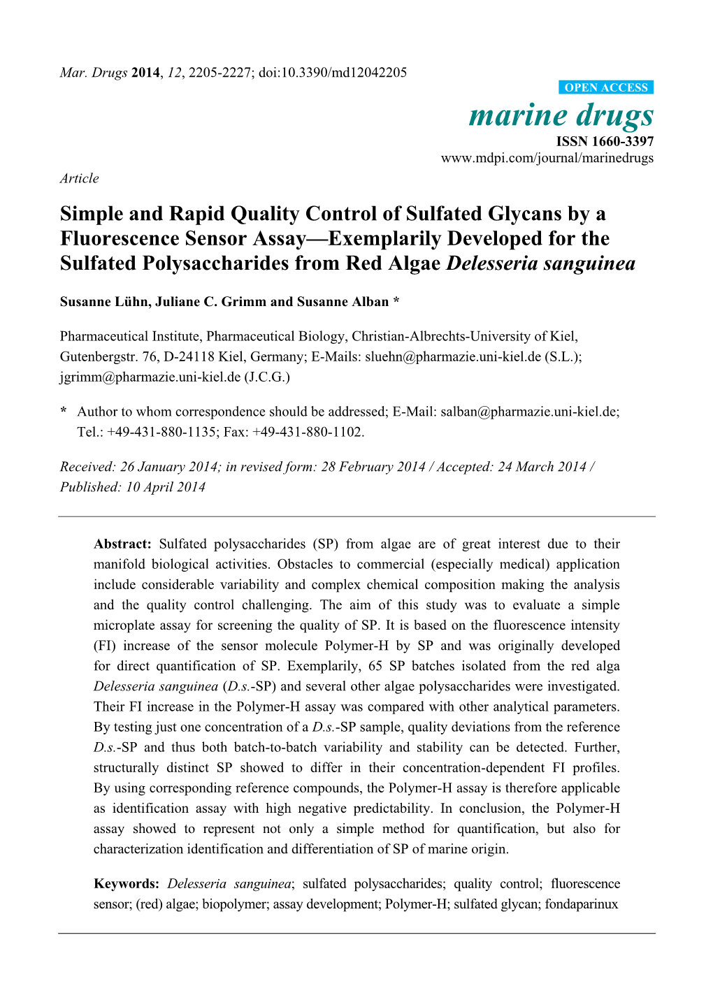 Simple and Rapid Quality Control of Sulfated Glycans by a Fluorescence