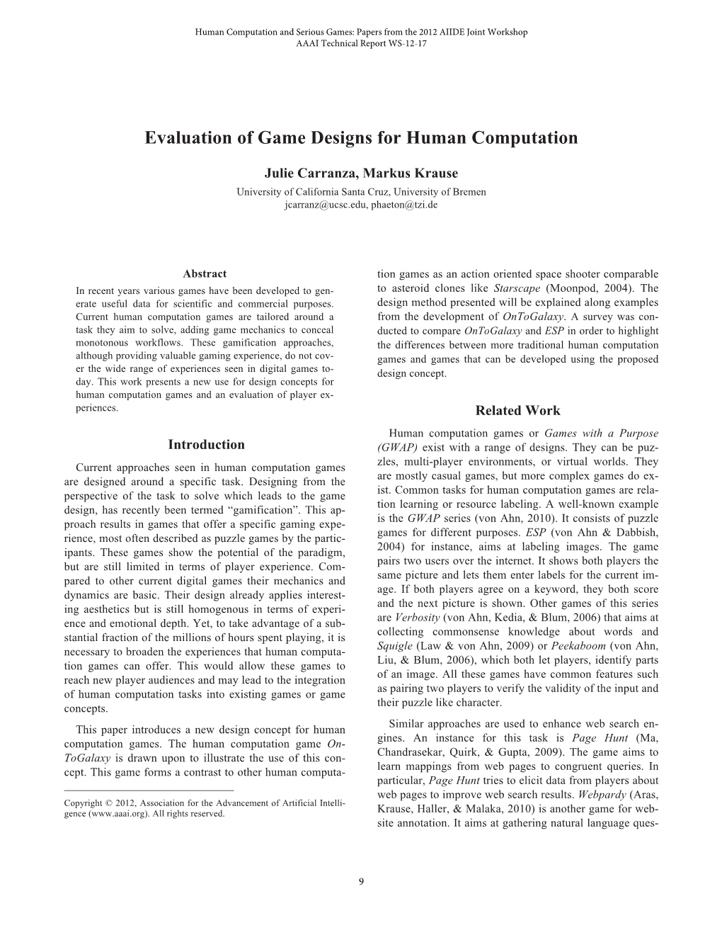 Evaluation of Game Designs for Human Computation