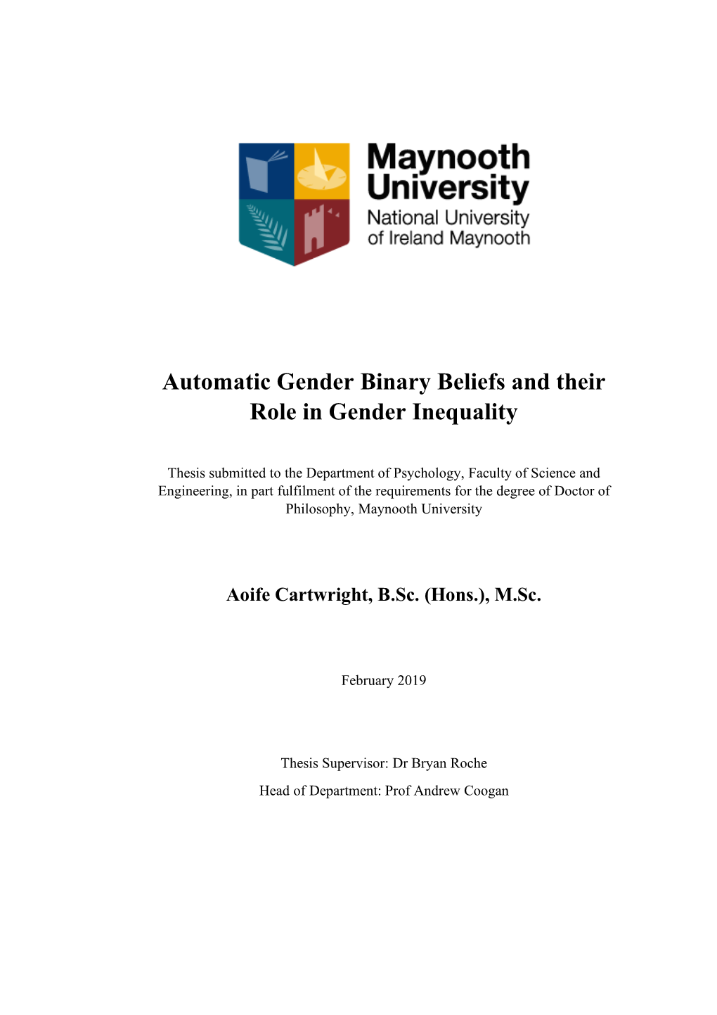 Automatic Gender Binary Beliefs and Their Role in Gender Inequality