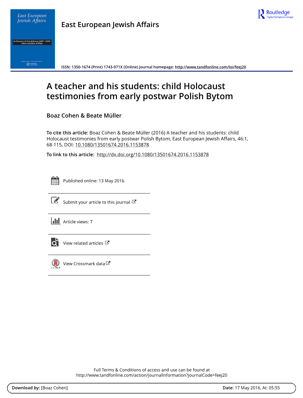 Child Holocaust Testimonies from Early Postwar Polish Bytom