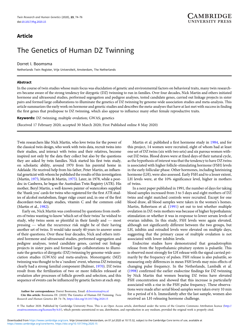 The Genetics of Human DZ Twinning