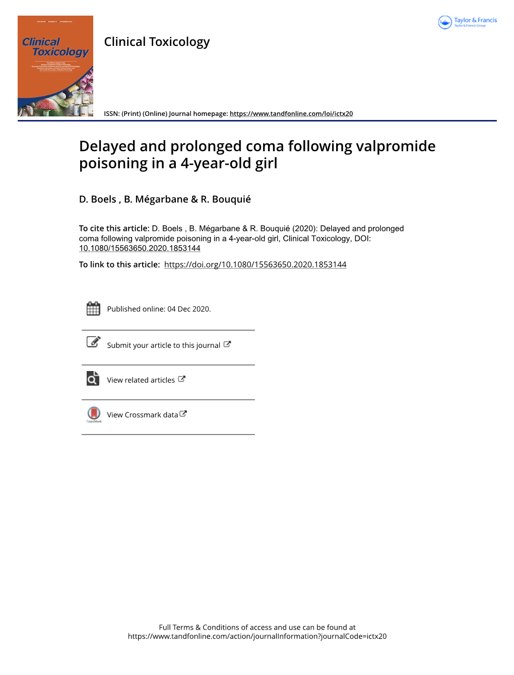 Delayed and Prolonged Coma Following Valpromide Poisoning in a 4-Year-Old Girl