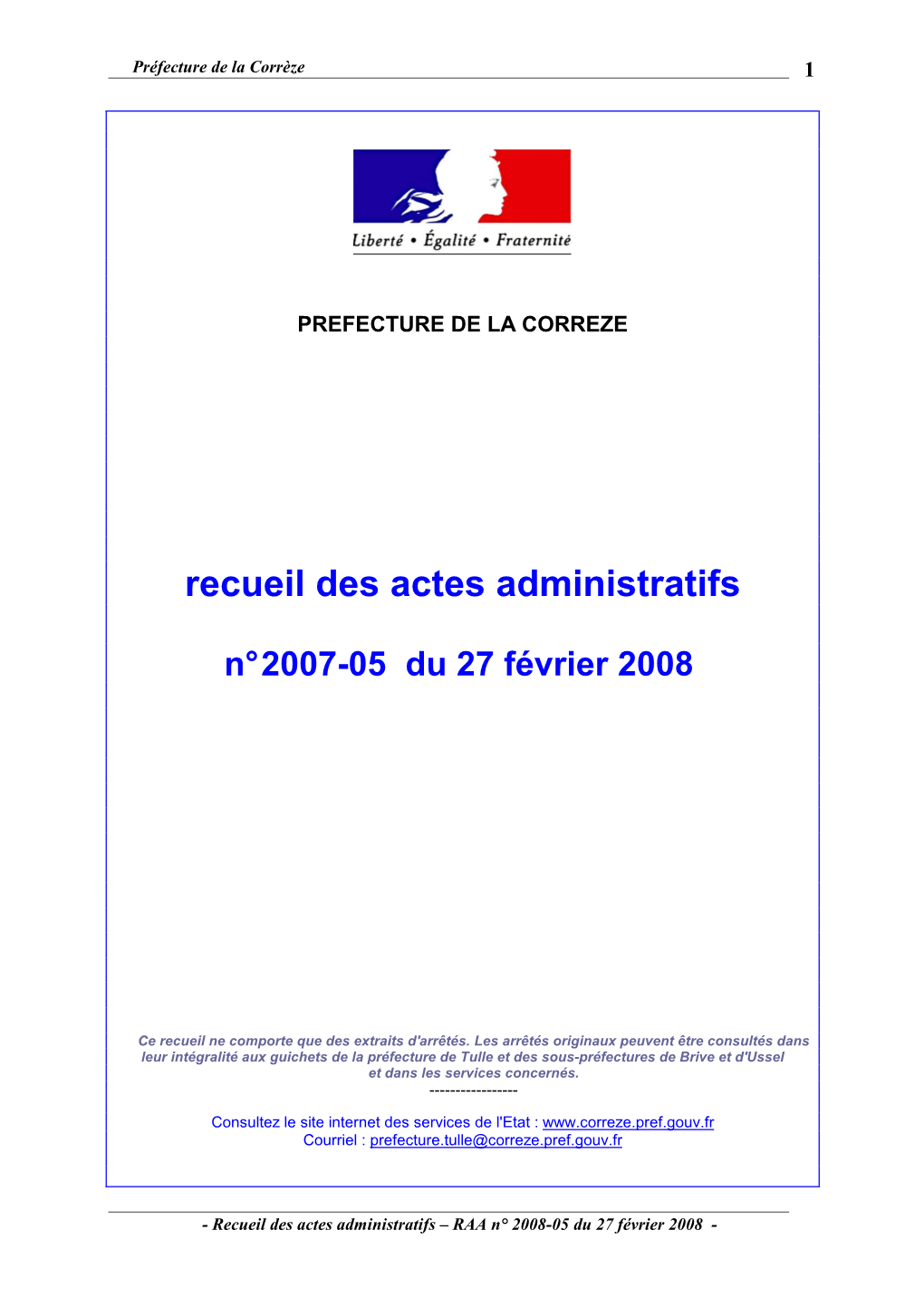 Recuei N° 2008-05 Du 27 Février 2008