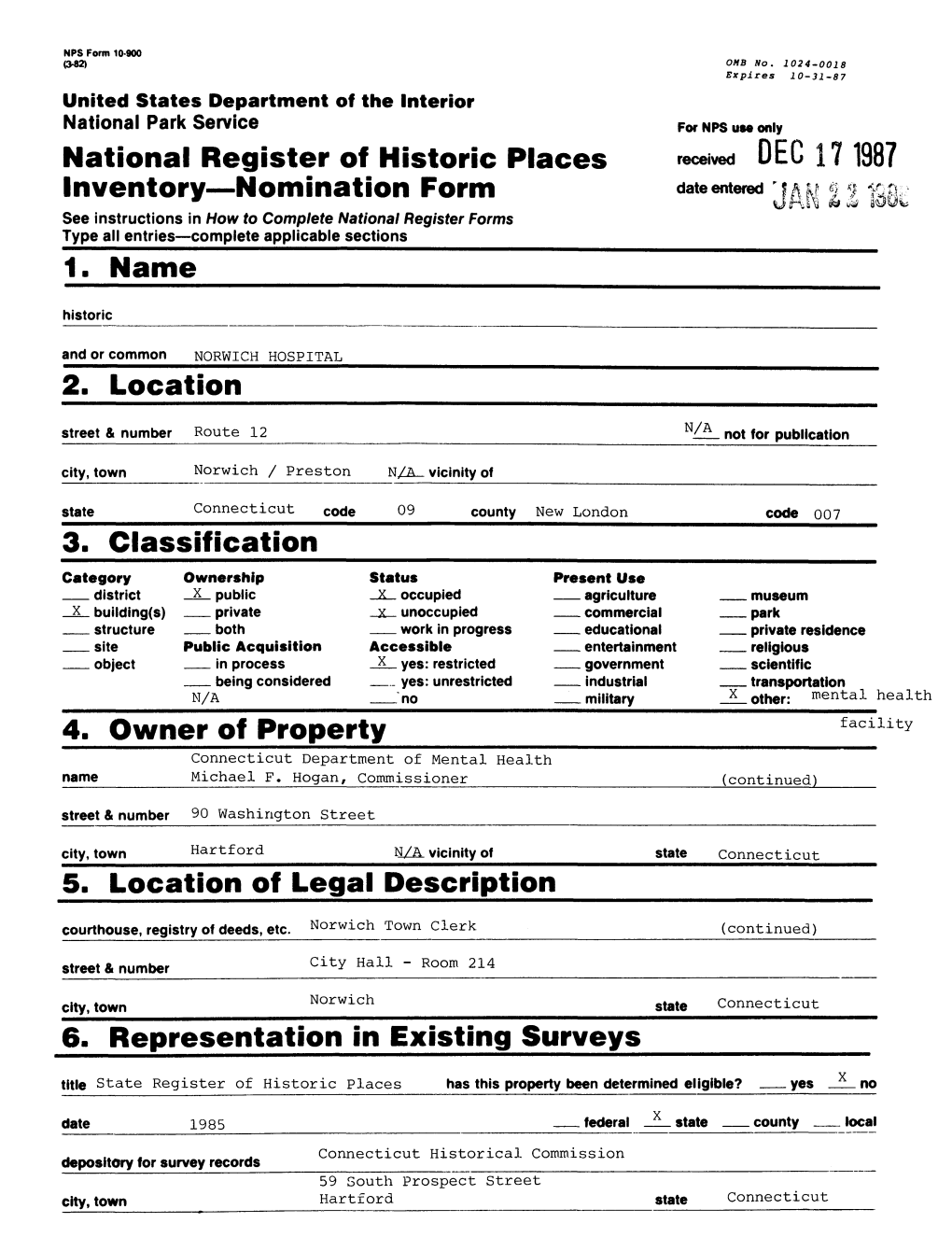 National Register of Historic Places Inventory Nomination Form 1