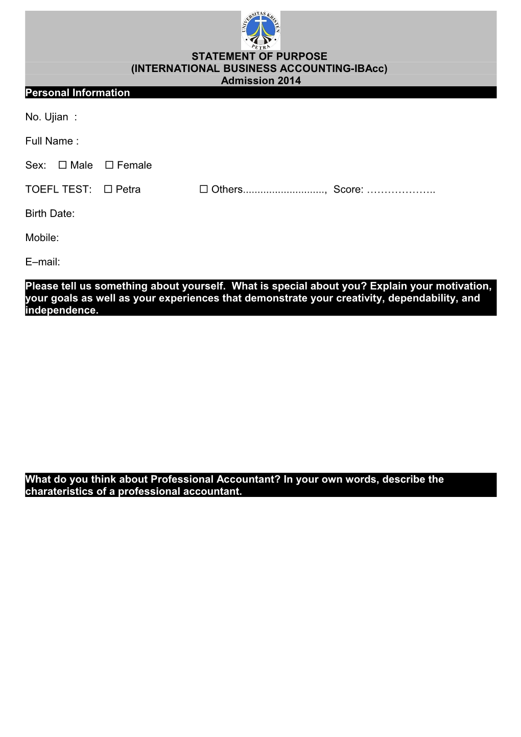 Registration Form for MDF Training Course