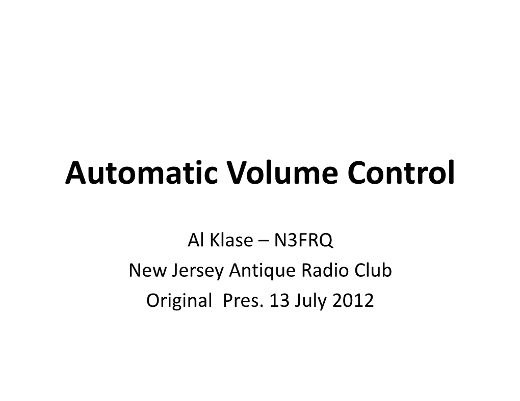Automatic Volume Control