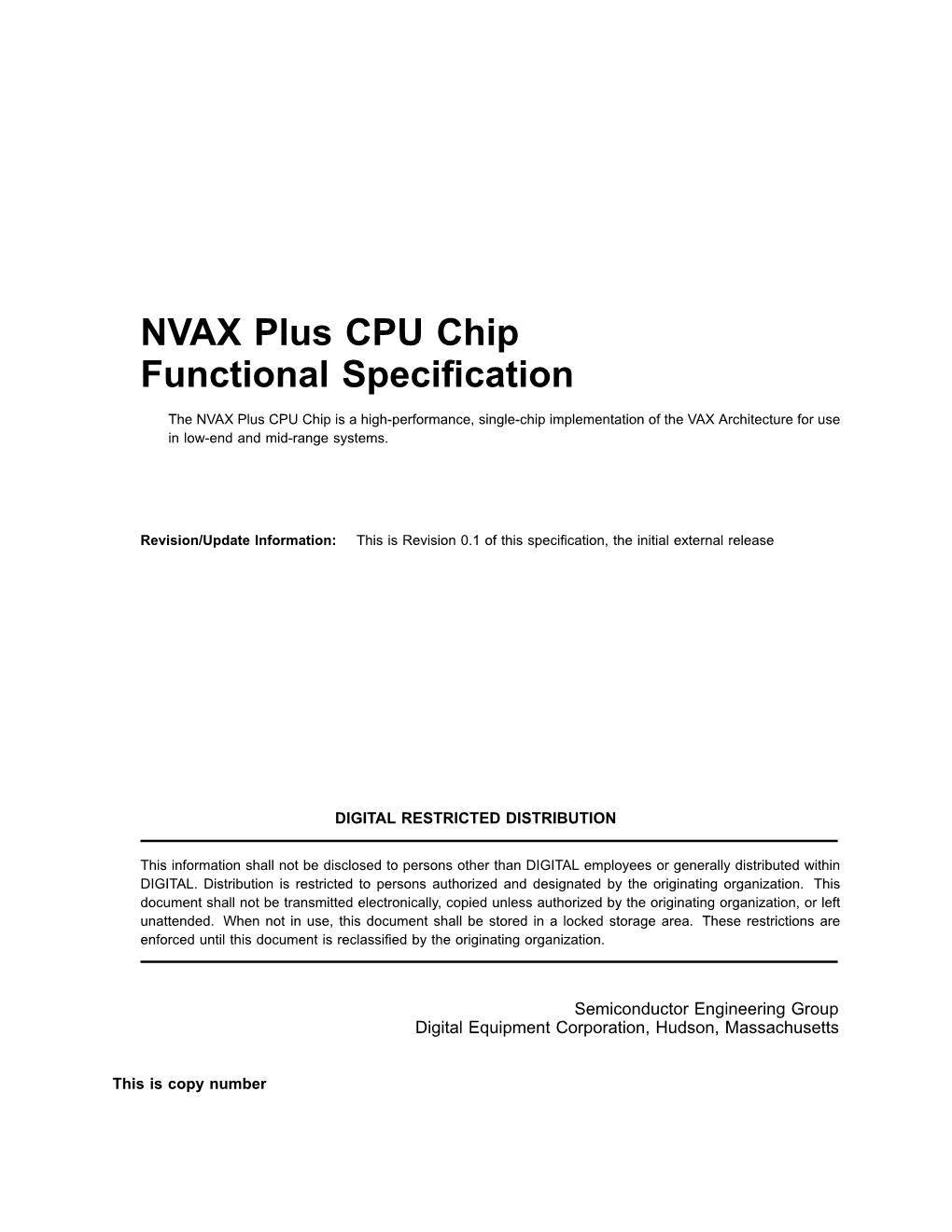 NVAX Plus CPU Chip Functional Specification