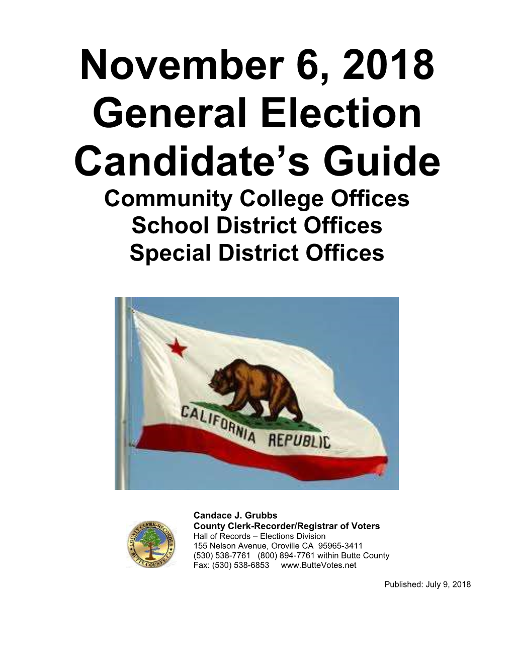 November 6, 2018 General Election Candidate's Guide