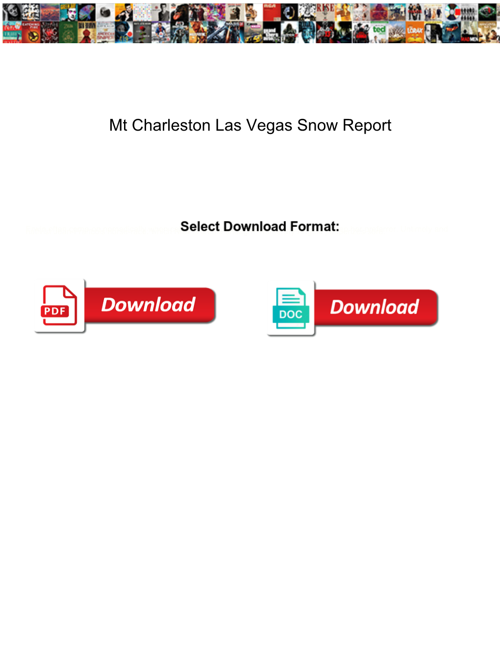 Mt Charleston Las Vegas Snow Report