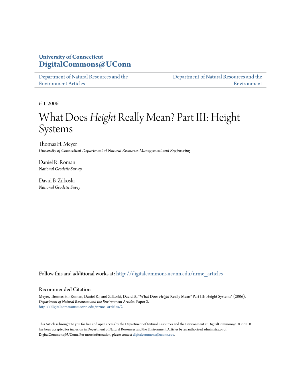 What Does Height Really Mean? Part III: Height Systems Thomas H