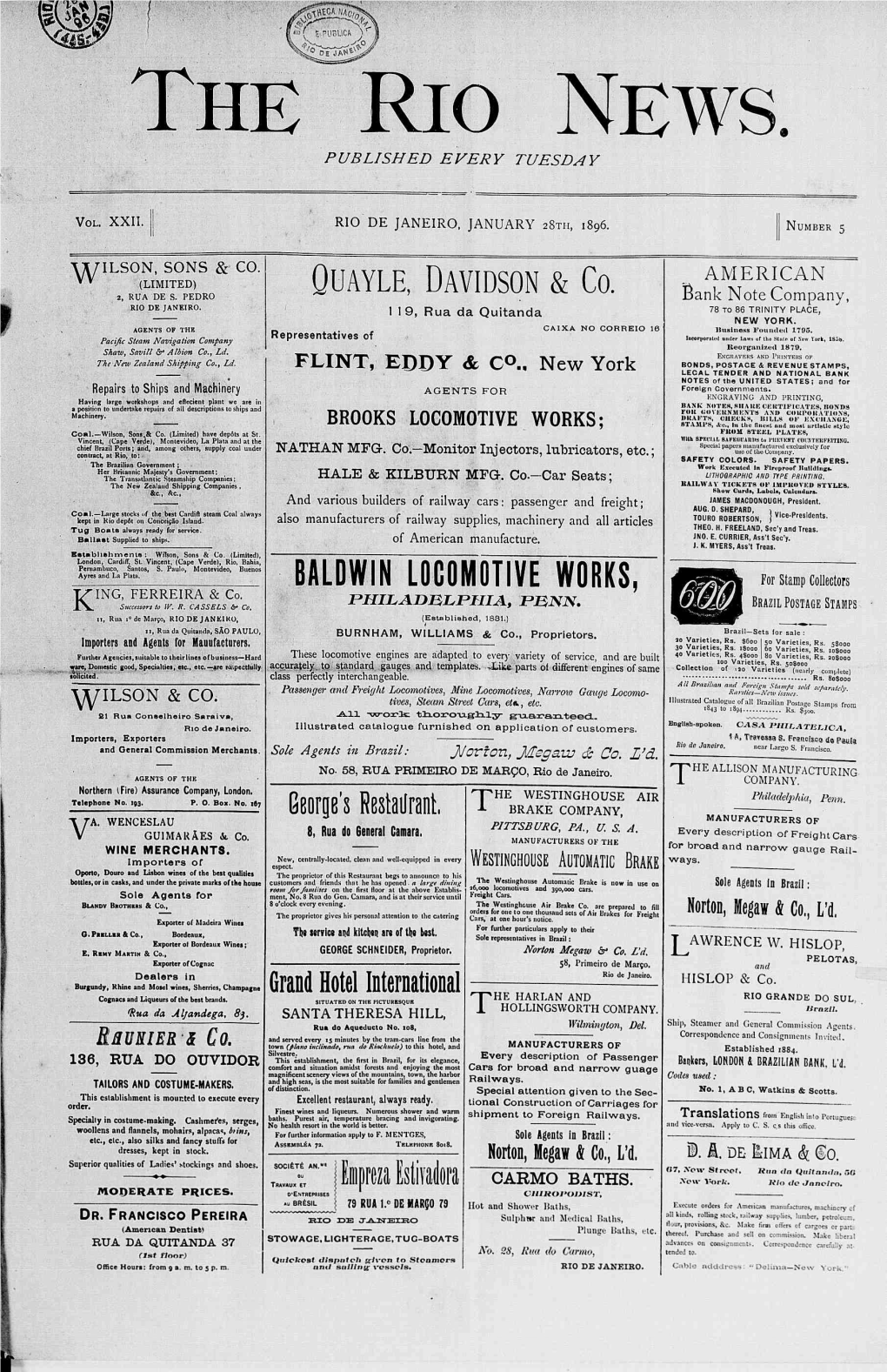 DE JANEIRO, JANUARY 28Tii, 1896