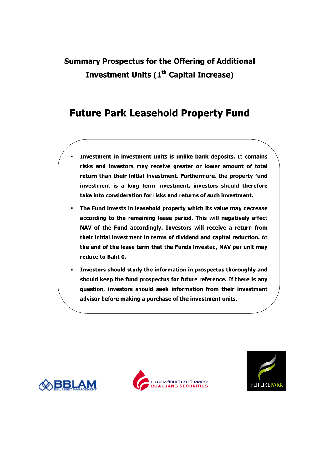 Future Park Leasehold Property Fund