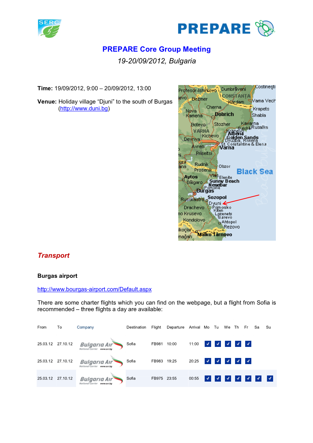 PREPARE Core Group Meeting 19-20/09/2012, Bulgaria