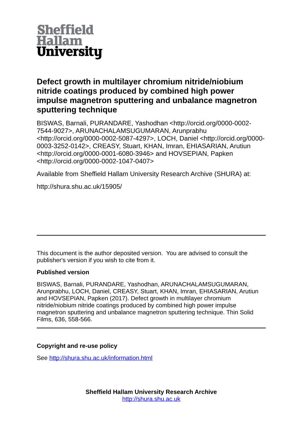 Defect Growth in Multilayer Chromium Nitride/Niobium Nitride Coatings Produced by Combined High Power Impulse Magnetron Sputteri