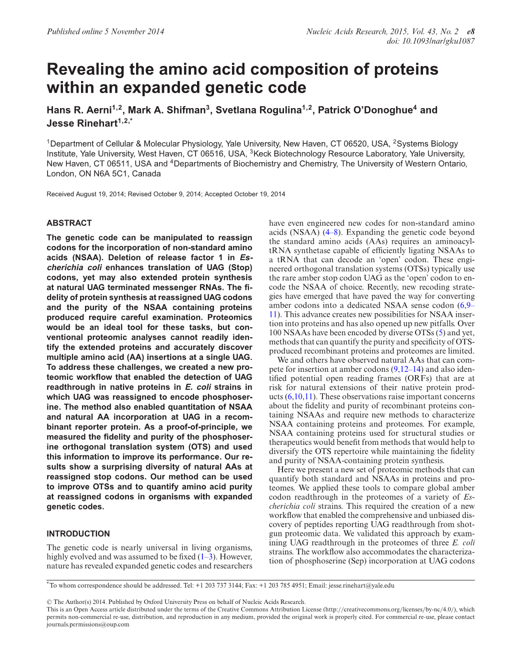 Revealing the Amino Acid Composition of Proteins Within an Expanded Genetic Code Hans R