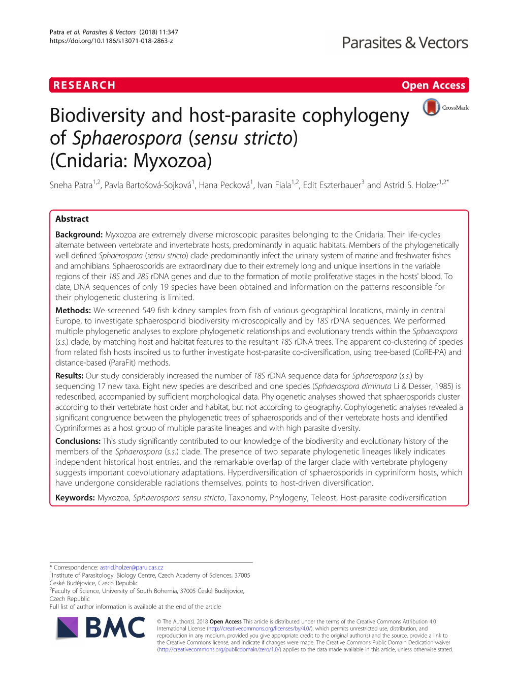 Biodiversity and Host-Parasite Cophylogeny of Sphaerospora