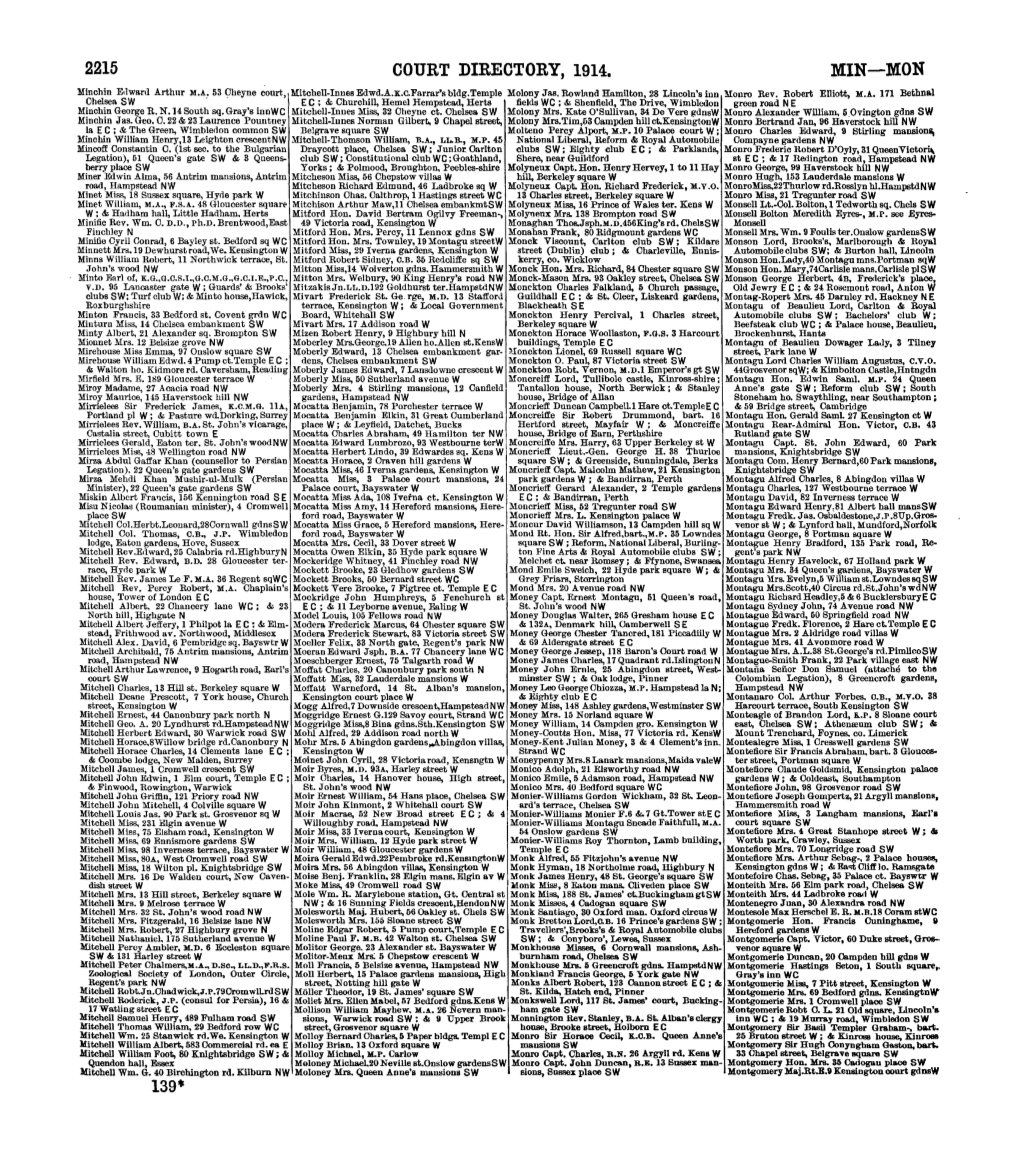 2215 Court Directory, 1914. Min-Mon 139•