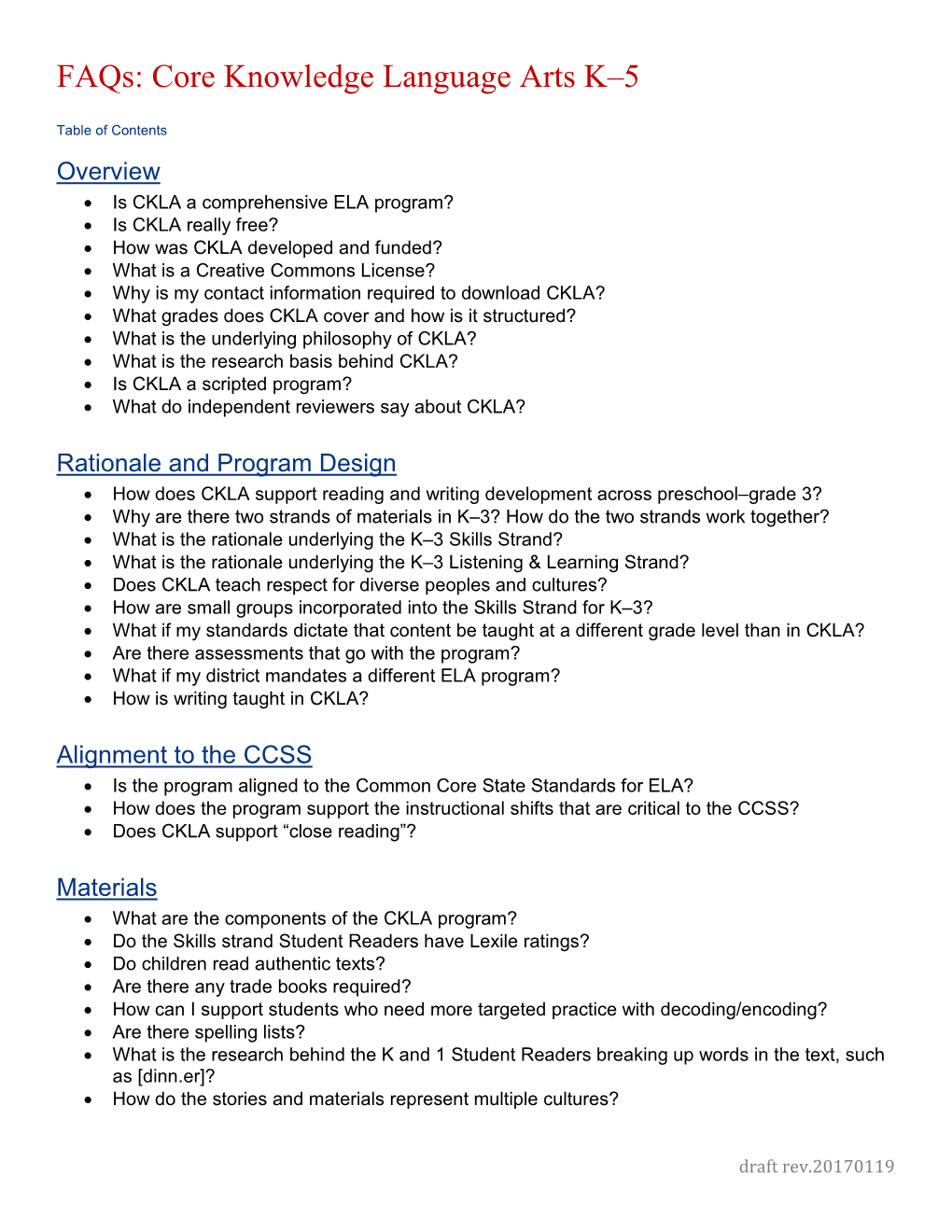 CKLA K–5 Faqs