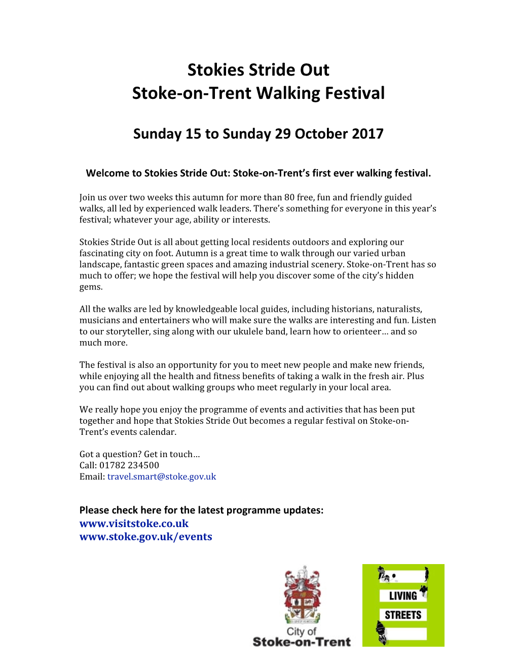 Stokies Stride out Stoke-On-Trent Walking Festival