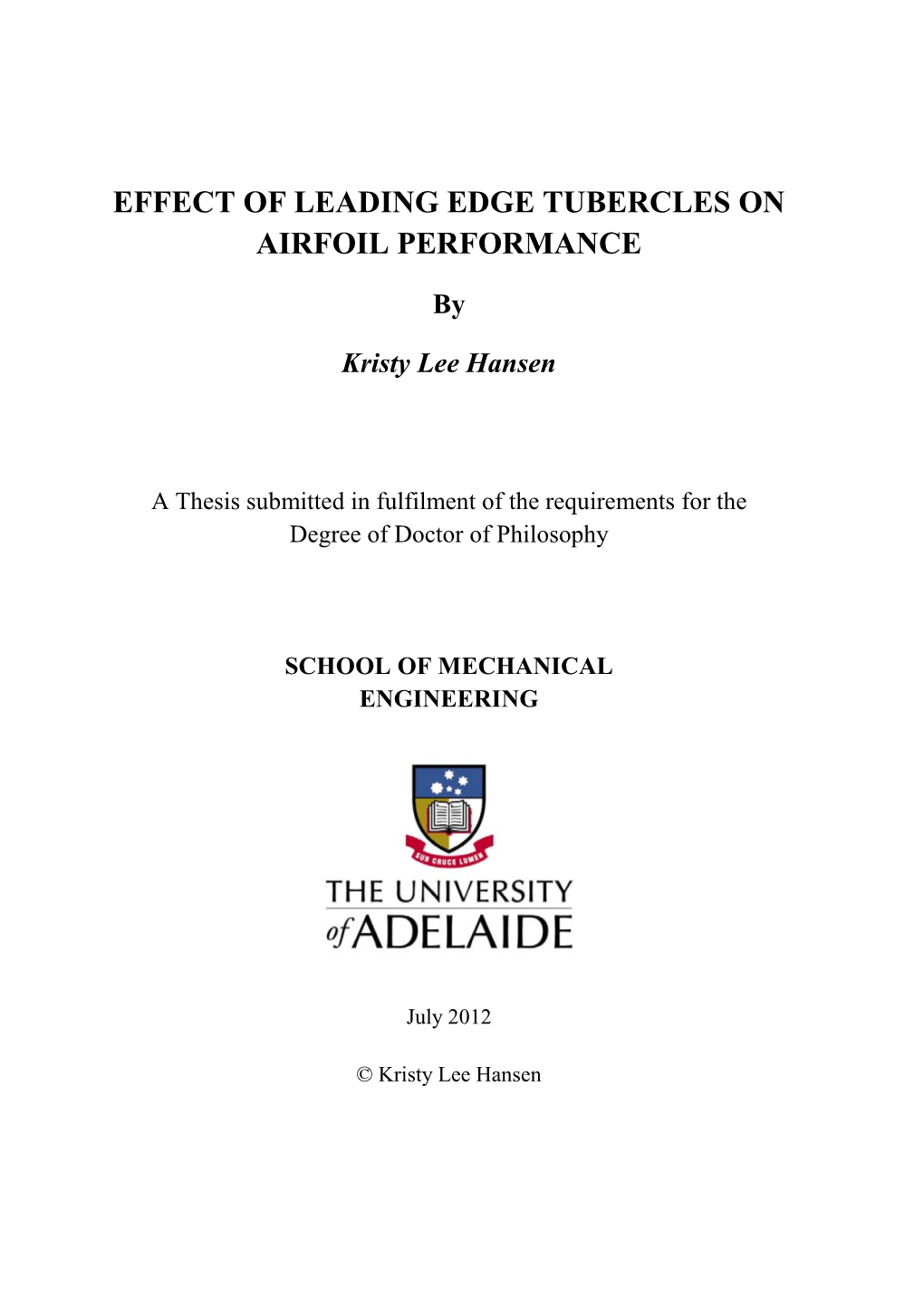 Effect of Leading Edge Tubercles on Airfoil Performance