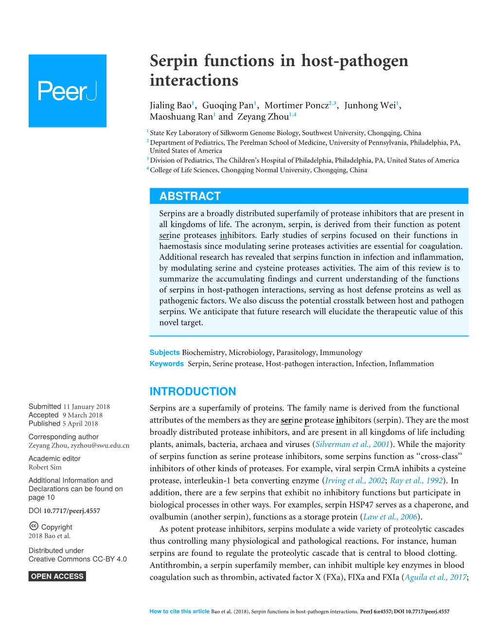Serpin Functions in Host-Pathogen Interactions