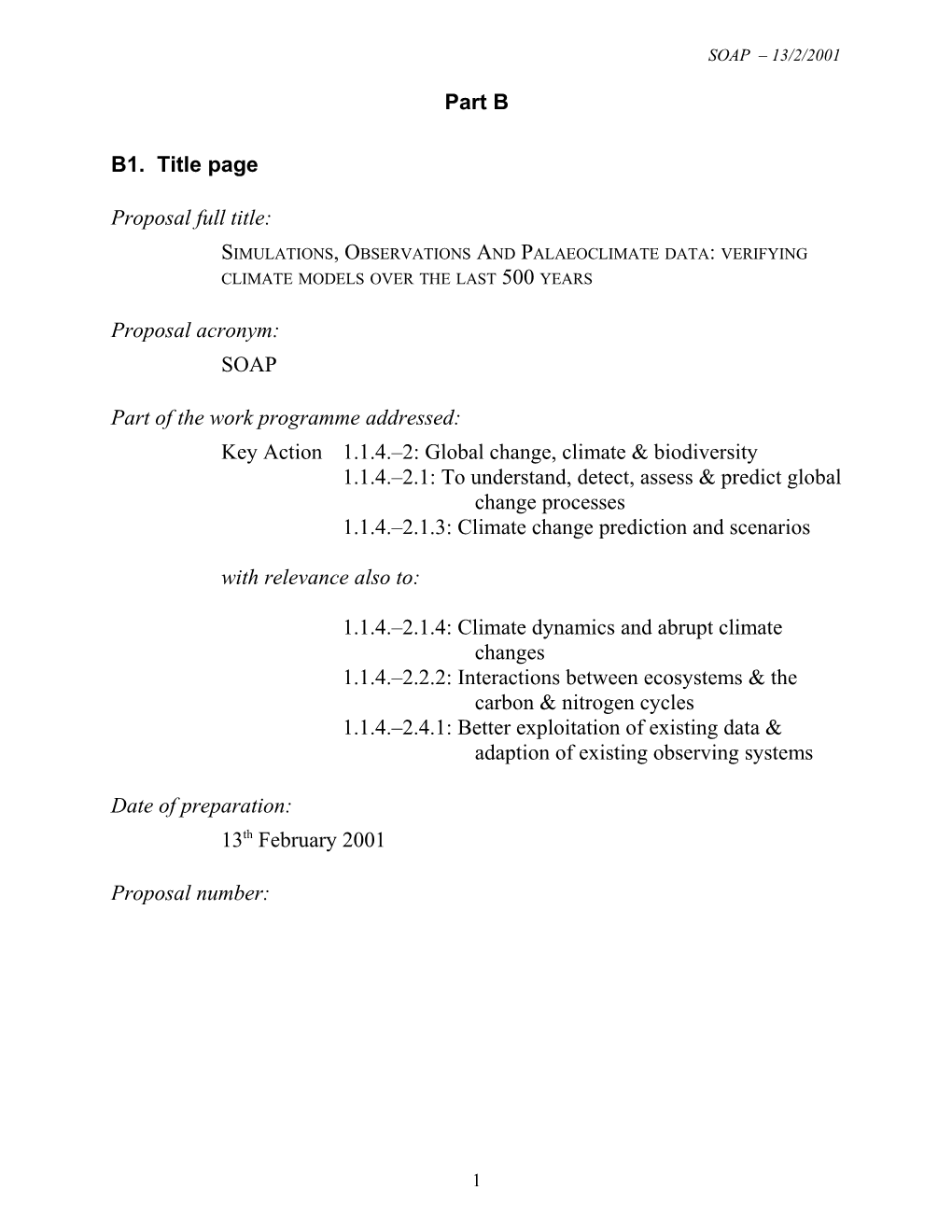 Key Action 1.1.4. 2: Global Change, Climate & Biodiversity